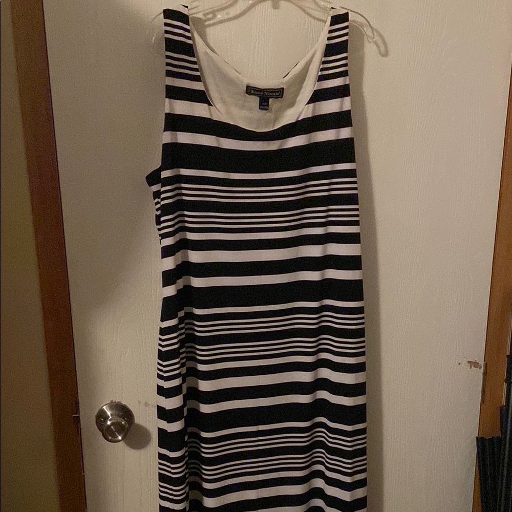 Christopher & Banks Black and White Sheath Midi Dress